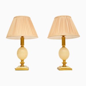 Vintage Brass Ostrich Egg Table Lamps, 1970s, Set of 2