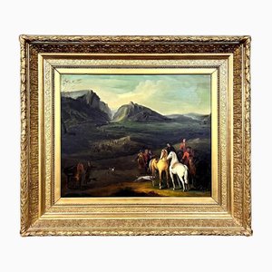 Adam-François Van Der Meulen, Grande paesaggio, Inizio del 1900, Olio su tela, Con cornice