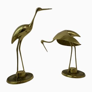 Grands Oiseaux Mid-Century en Laiton, 1970s, Set de 2