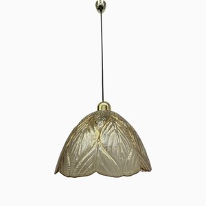 Glass Leaf Hanging Lamp from Peill & Putzer, 1970s