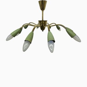 Mid-Century Brass Spider Ceiling Lamp, 1950s