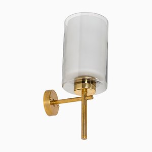 Brass & Glass Wall Lamp, Sweden, 1950s