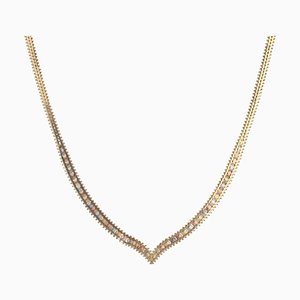Modern 14 Karat Yellow Rose Grey Gold Necklace