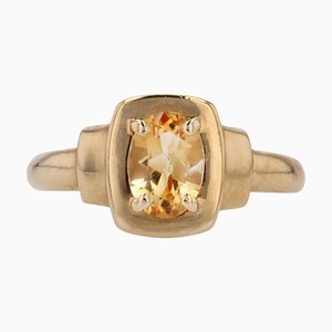 Modern Citrine 18 Karat Yellow Gold Rectangular Ring
