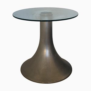 Small Mid-Century Modern Aluminium and Glass Side Table, Italy, 1970s