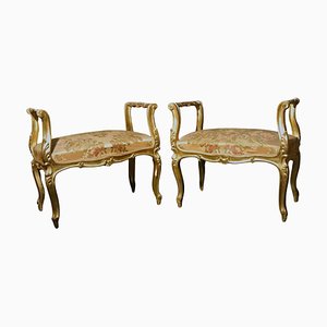 19th Century Italian Window Benches or Settees, 1880s, Set of 2