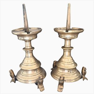 16th Century Dutch Bronze Candlesticks, Set of 2