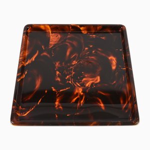 Square Tortoiseshell Effect Acrylic Serving Tray by Christian Dior, Italy, 1970s