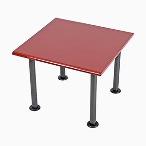 Mid-Century Square Coffee Table with Cardinal Red Top, Italy, 1980s