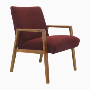 Mid-Century German Armchair in Fabric and Wood