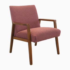 Mid-Century German Armchair in Fabric and Wood