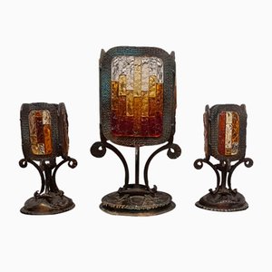 Lampade da tavolo vintage brutaliste di Albano Poli per Poliarte, set di 3