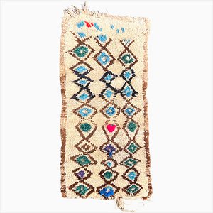 Alfombra bereber marroquí vintage tradicional tejida a mano, años 80