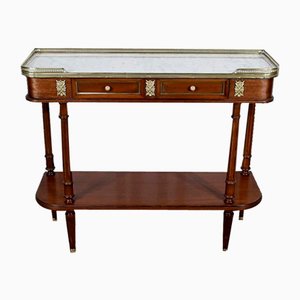 Mahogany and Marble Console, Louis XVI Style