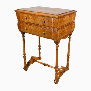 Petite Table Chiffonnière Louis Philippe en Amboine et Merisier, Fin du 19ème Siècle