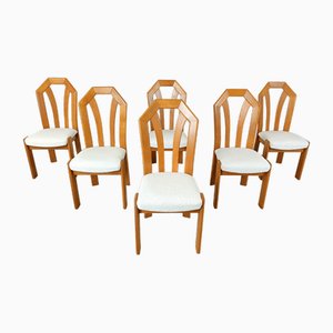 Brutalist Oak Dining Chairs, 1970s, Set of 6