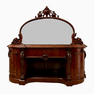 Antique Victorian Carved Mahogany Mirror Back Sideboard, 1850s