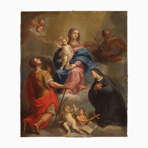 Artista italiano, Madonna con Bambino e santi in adorazione, 1780, Olio su tela