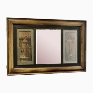Espejo de pared eduardiano con estampados, década de 1890
