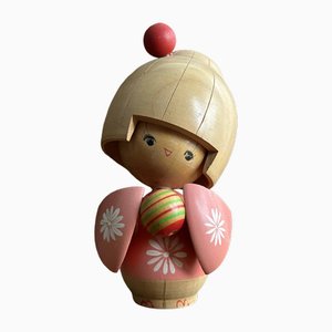 Muñeca Sosaku Kokeshi vintage, años 70