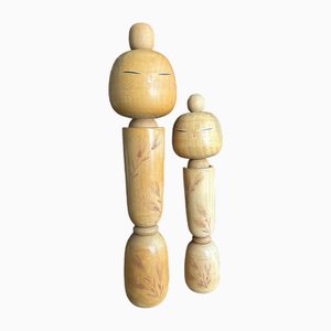 Kreative Kokeshi Puppen von Kishi Sadao, 1970er, 2er Set