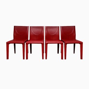 Chaises de Salle à Manger Arper Rouge Foncé, Italie, 1980, Set de 4