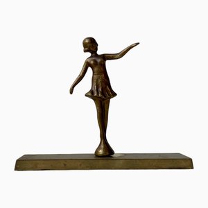 Sculpture Ballerine de Bureau en Bronze, 1940s