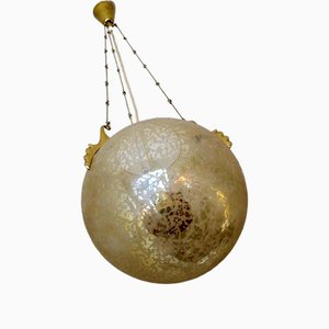 Frosted Glass and Brass Pendant Lamp from Doria Leuchten, 1970s