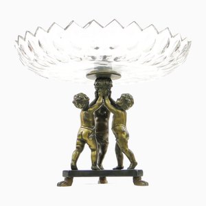 Polish Art Nouveau Figurative Crystal Bowl on Stand, 1890s