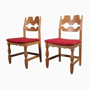 Razorblade Dining Chairs in Oak attributed to Henning Kjærnulf, 1960s, Set of 9