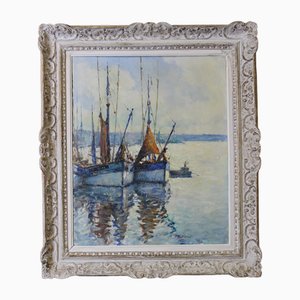 Jean Darignan, Fishing Boat, 1950s, Oil on Canvas, Framed
