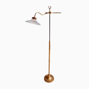 Art Deco Style Floor Lamp in Brass and Transparent Glass