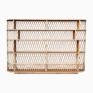 Rattan Bookcase attributed to Adrien Audoux & Frida Minet, 1960s