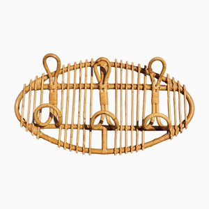 Vintage Rattan Coat Rack, Italy, 1960s