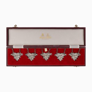 Britische Silberne Karaffenetiketten, 20. Jh. von Mappin & Webb, 1983, 5 . Set