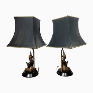 Lampes de Bureau avec Déesses Indiennes, 1960s, Set de 2