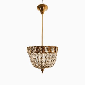 Brass Suspension Light with Crystals