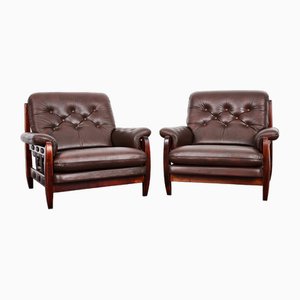 Mid-Century Rosewood & Leather Rodeio Lounge Chairs by Jean Gillon for Italma Woodart, Brazil, 1960s, Set of 2