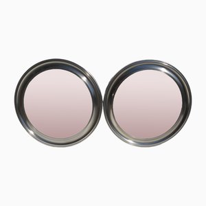 Round Silver Mirrors, 1960s, Set of 2