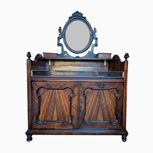 Credenza veneziana in mogano e vetro con specchio girevole, fine XIX secolo