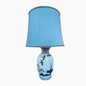 Ceramic Table Lamp with Floral Decorations, 1950s
