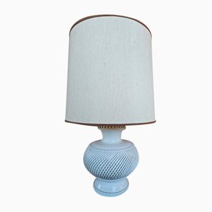 Vintage White Ceramic Table Lamp with Paramume, Italy, 1970s