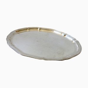 Vassoio ovale vintage placcato in argento con motivo ondulato, Svezia