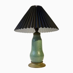 Lampe de Bureau Gourde en Émail Vert dans le style d'Alexandre Marty, France, 1920s