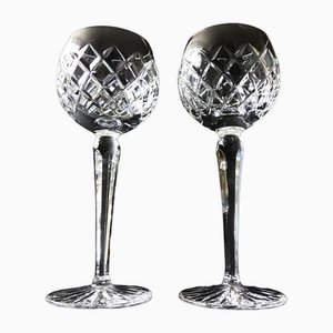 Copas de vino altas de cristal vintage diseño Waterford, Europa. Juego de 2