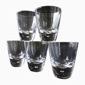 Mid-Century Handmade Crystal Footed Water Glasses, Sweden, Set of 5