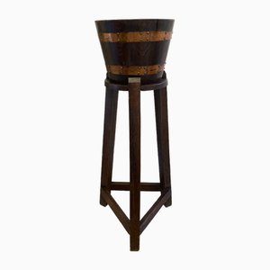 Brass Bound Oak Plant Stand