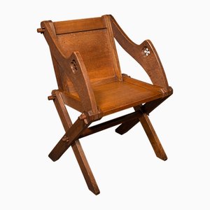 Englischer viktorianischer gotischer Glastonbury Stuhl aus Eiche