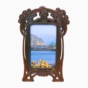 Art Nouveau Floral Picture Frame with Womens Bust and Flowers, France, 1890s