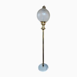 Floor Lamp in Brass and Marble, Italy, 1980s